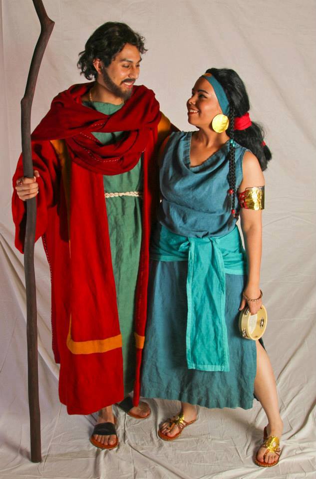 Bethany, Moses and Tzipporah from The Prince of Egypt. All naturally dyed linen tunics. Moses wool robe and...