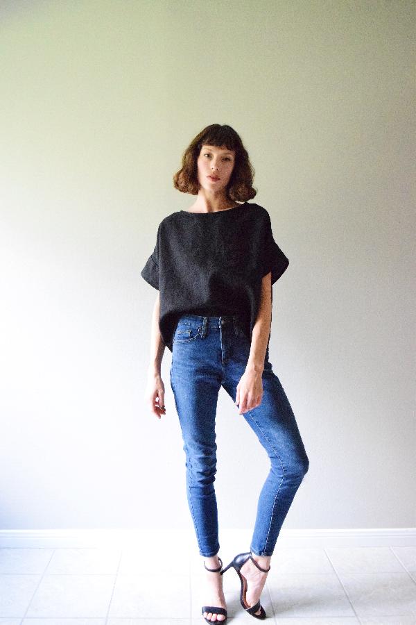 Randee, Heavy weight pocket tee w drop sleeves and a front-cropped hem. Available soon at www.etsy.com/shop/...