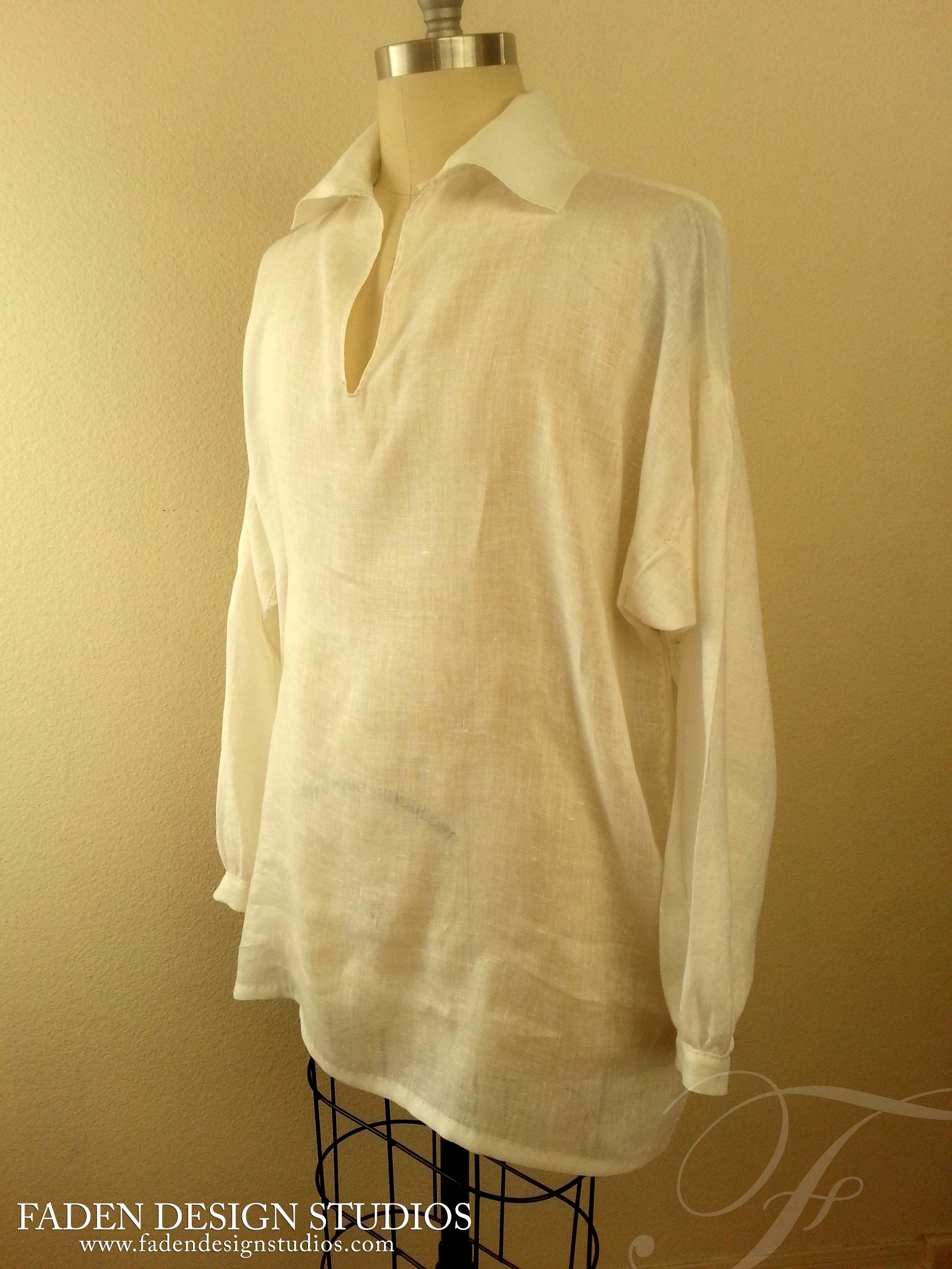 Romy, New work from the studio- 100% linen- hand stitched replica of 18th century farmers shirt www.faden...