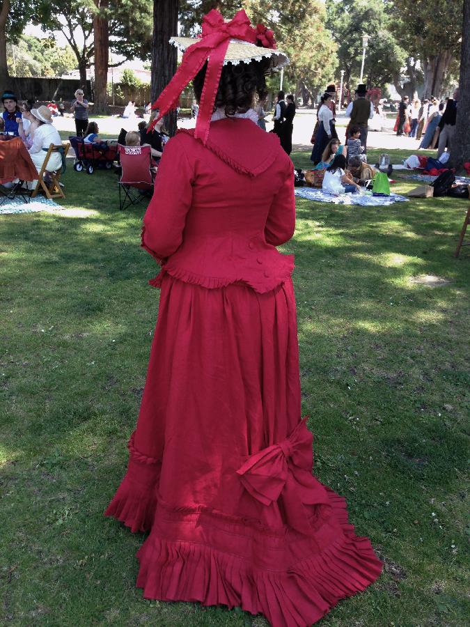 Juliana, 1870s Day Dress, copied off of an original in a Collection in Denmark.  Made with IL019, Crimson. Pe...