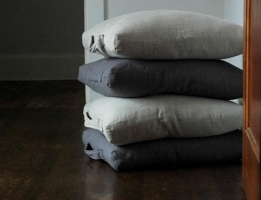 Katalyn, Linen floor cushions using 4C22 Graphite-softened and 4C22 Natural.
