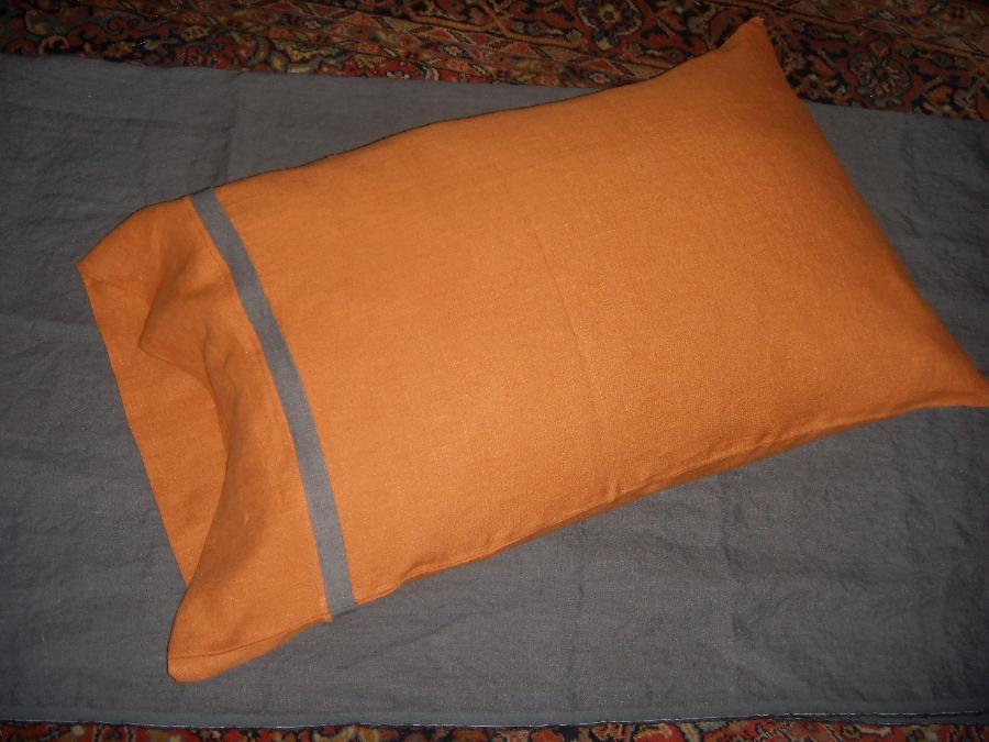 Kathleen, This is just a pillow case out of adobe an Graphite softened linen.  My son picked the  colors for h...
