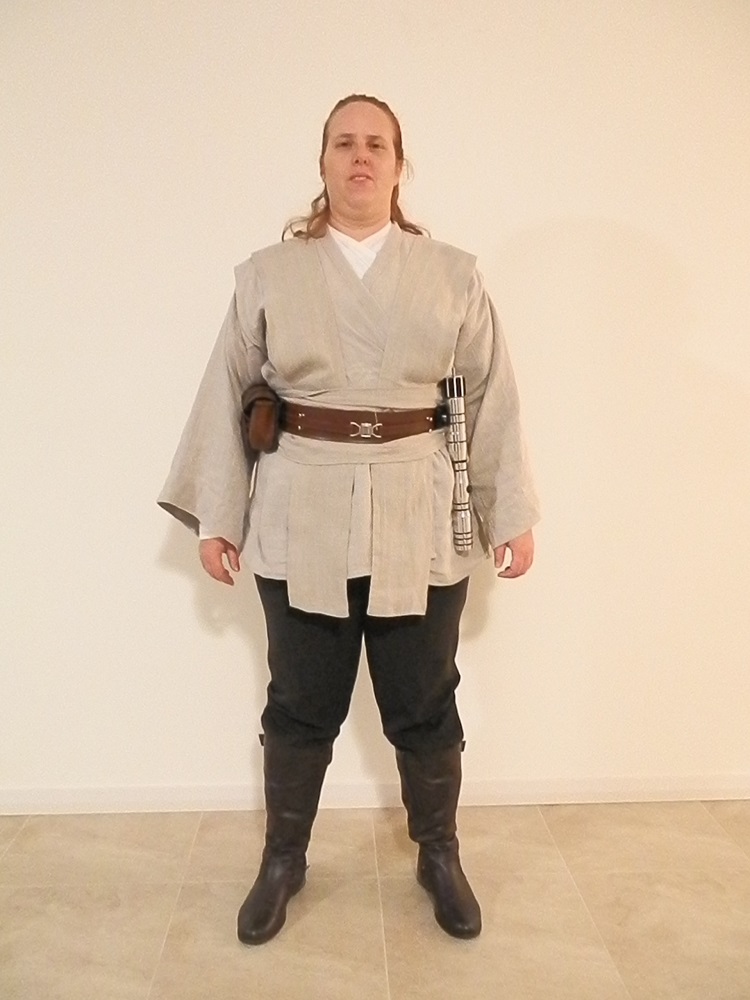 Natasha, This a Jedi outfit for primarily charity events (yay Rebel Legion!). The tunic was made of linen pur...