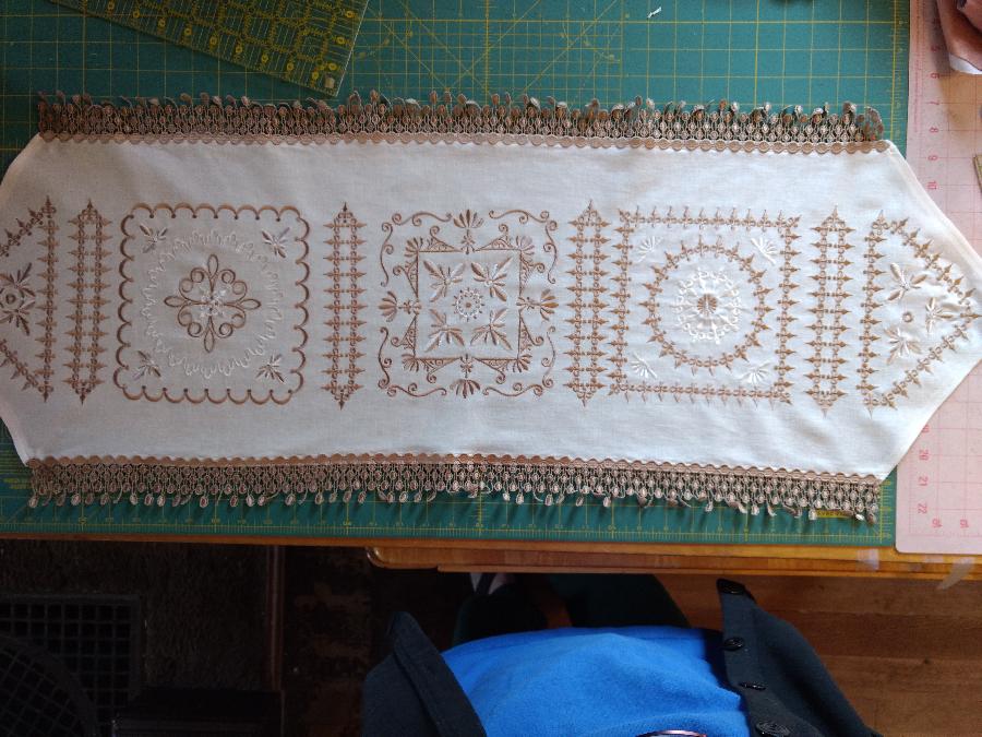 Carol, Table Runner made for my Son and Daughter-In-Law for new dining room table my son built...
