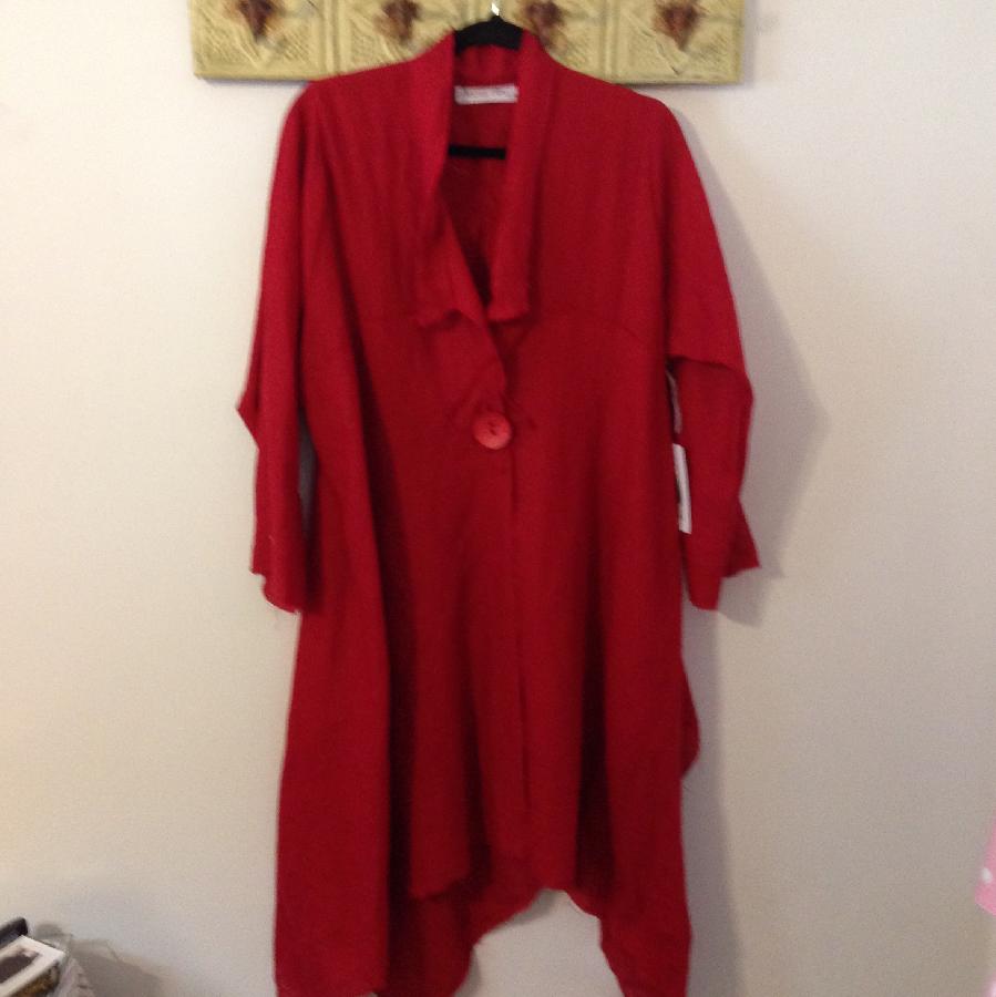 Diane, This is my medium weight linen coat. It consists of 3 squares sewn at an angle. One in back and one...
