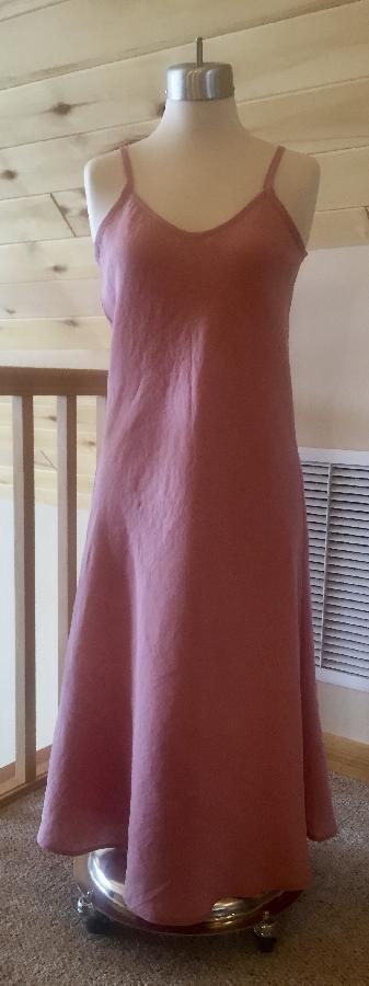 Mary, Bias cut nightgown in Sea Pink.  