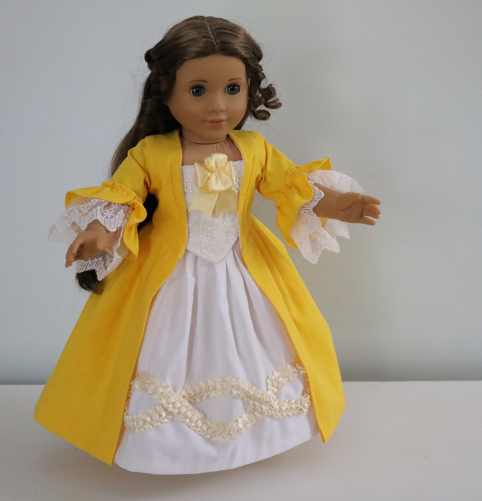 Jessica, Colonial dress for an American girl doll. Everything is made out of linen with the exceptions of the...