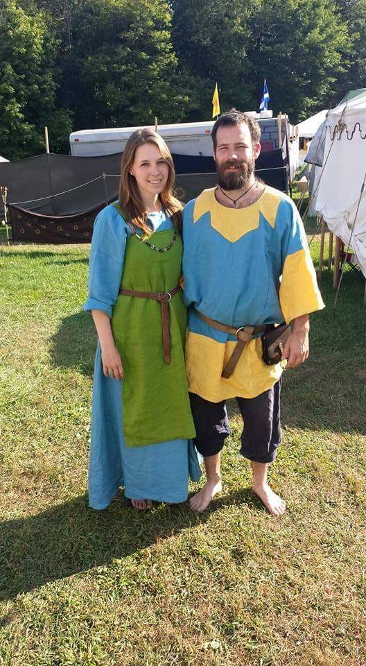 Caity, SCA viking apron dress under dress, and tunic 