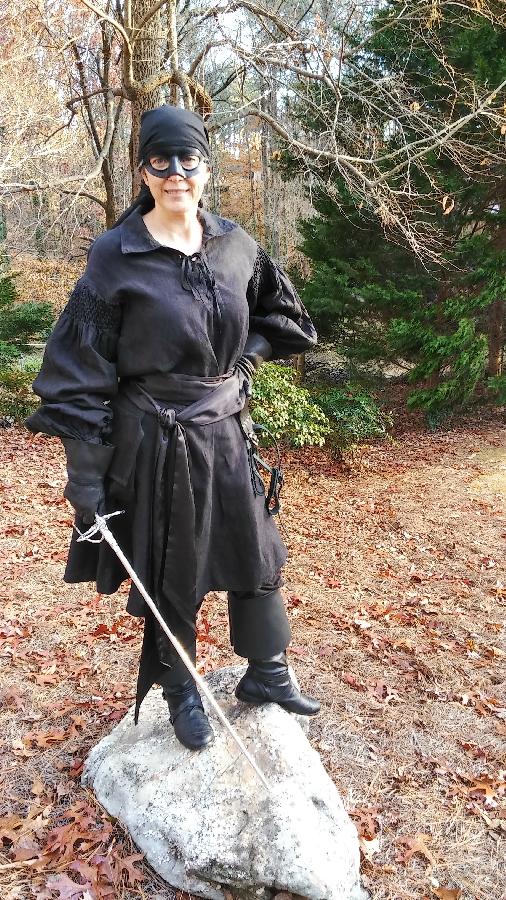 Dawn, Dread Pirate Roberts costume (from the movie The Princess Bride), female version--hey, its a fran...