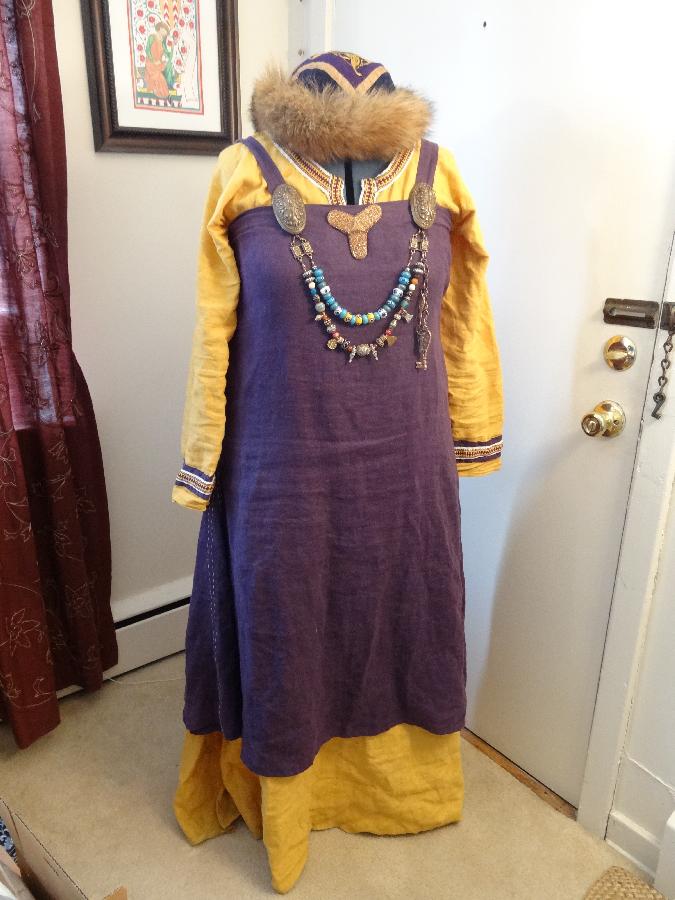 Kendra, I am a member of the SCA and this is my Viking apron dress and underdress. It has hand finished seam...