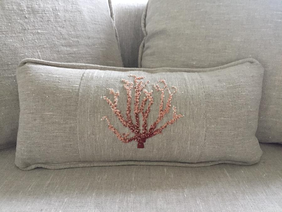 Rosemarie, French knots on linen