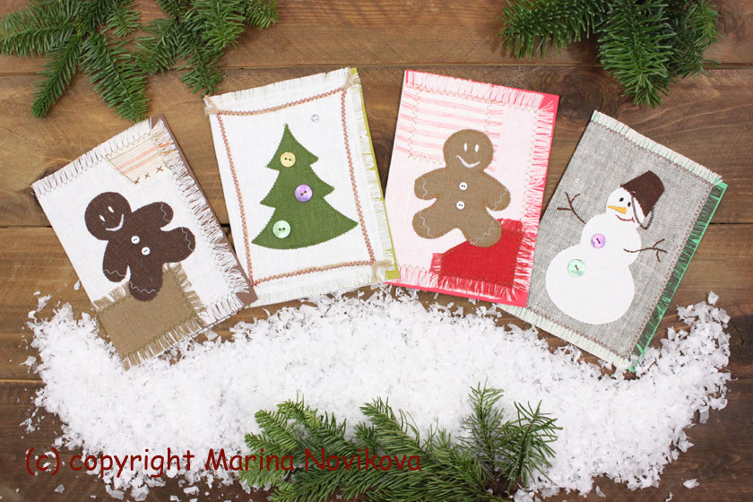 Marina, you probably never thought that you can make cute Christmas cards out of linen, ha? I did it! :-)