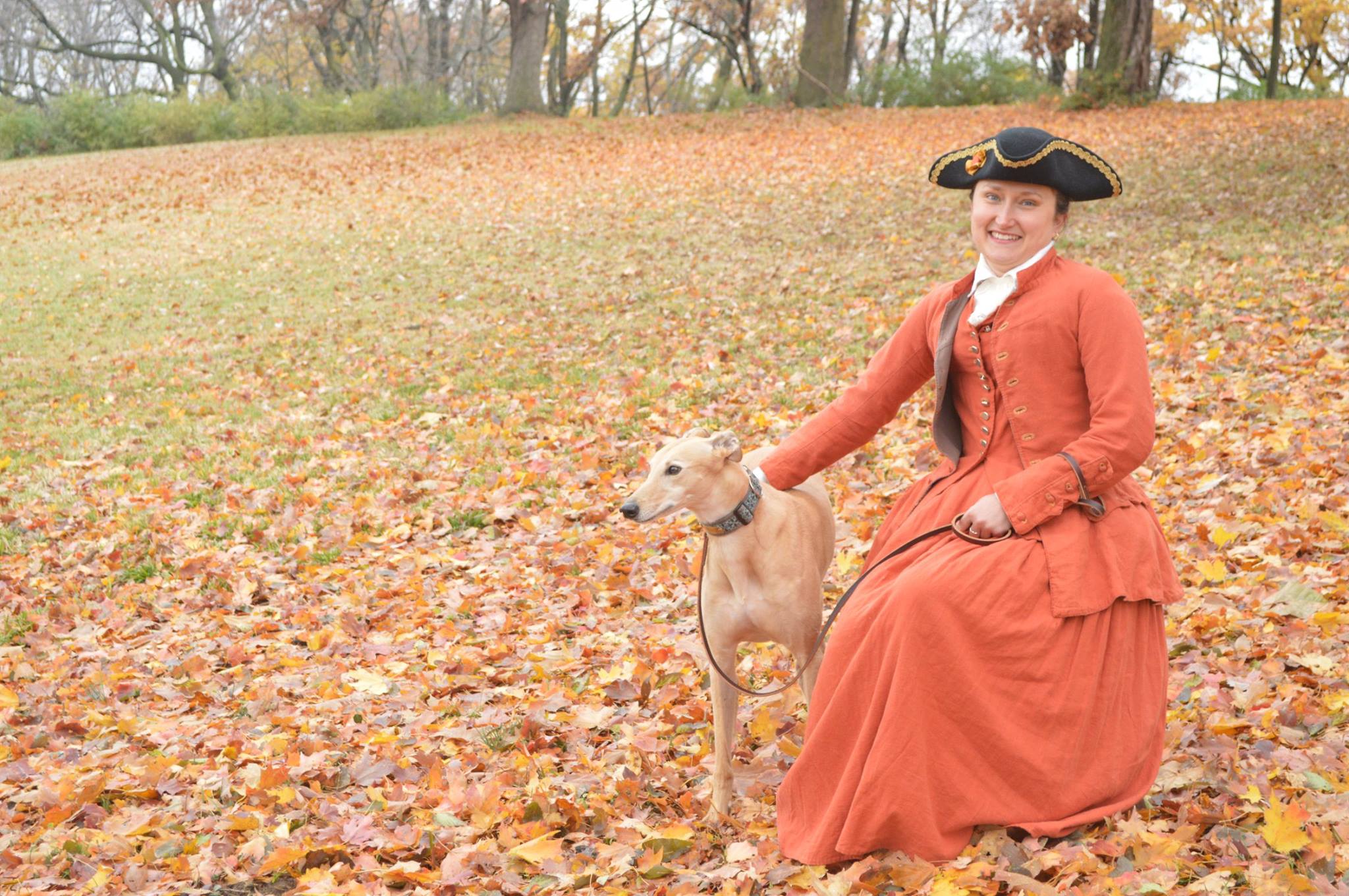 K, An entirely hand sewn 1760s ladies riding habit. 3 pieces: waistcoat, jacket, and petticoat, fashio...