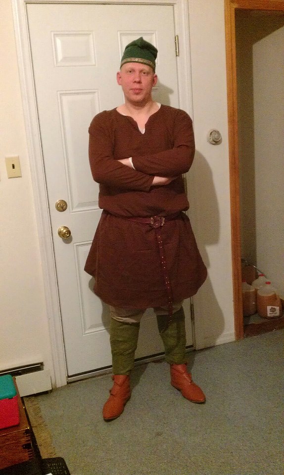 Angela, My husband in his 11th Century Norman garb. 