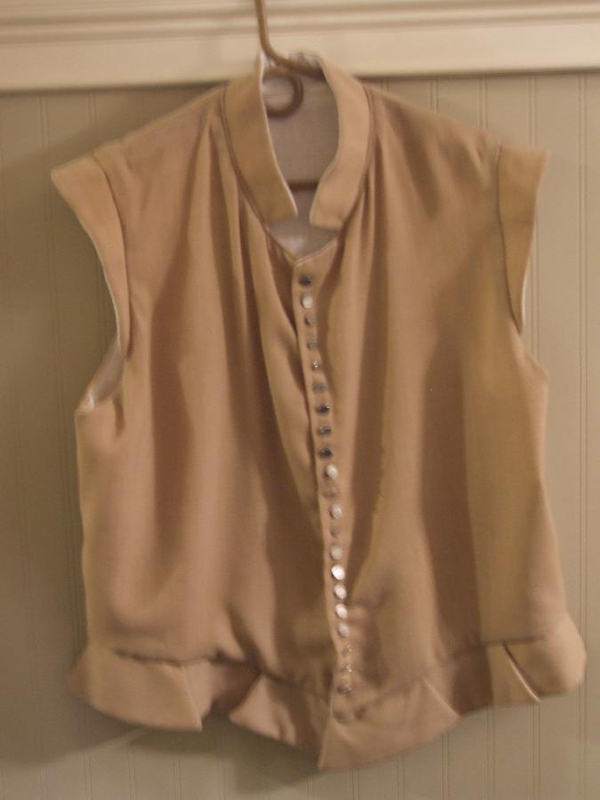 Robert, Linen vest, linen lining with pewter buttons.