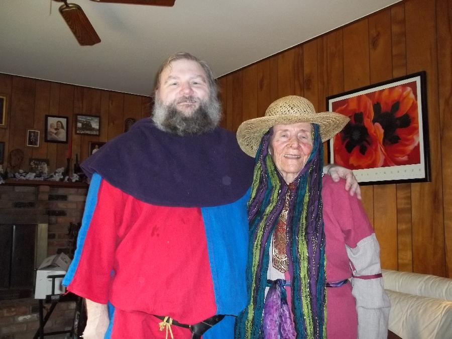 Randy, Two 11th century tunics, done in parti-colored linen, for an SCA event; worn by my mother and I.
Mi...