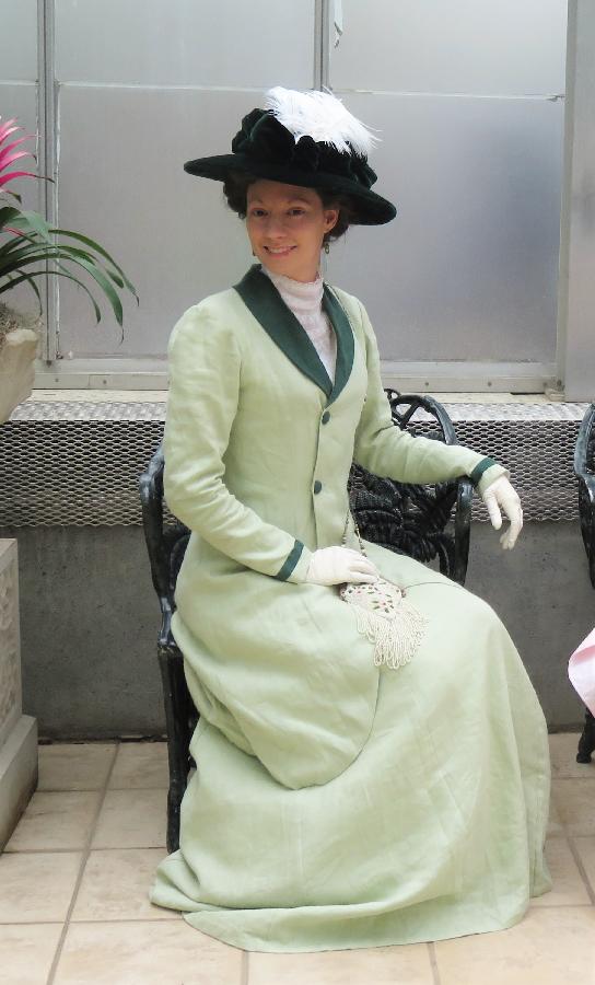 Megan, Edwardian Ladies Coat Suit - reproduction c.1908.  Summer walking suit made from 019 linen in willow...