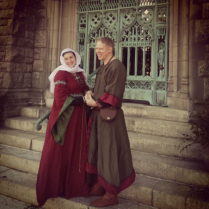 Angela, My lord and I, portraying a couple of the late 11th Century, at a Twelfth Night event held at a gorg...