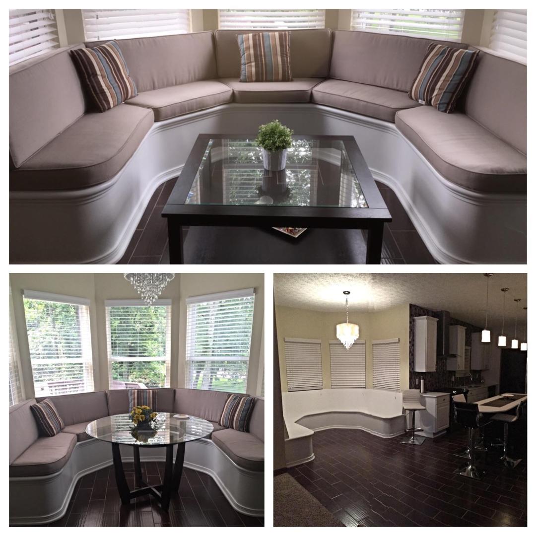 Leeann, Created cushions for a custom banquette area built in a home rehab. 