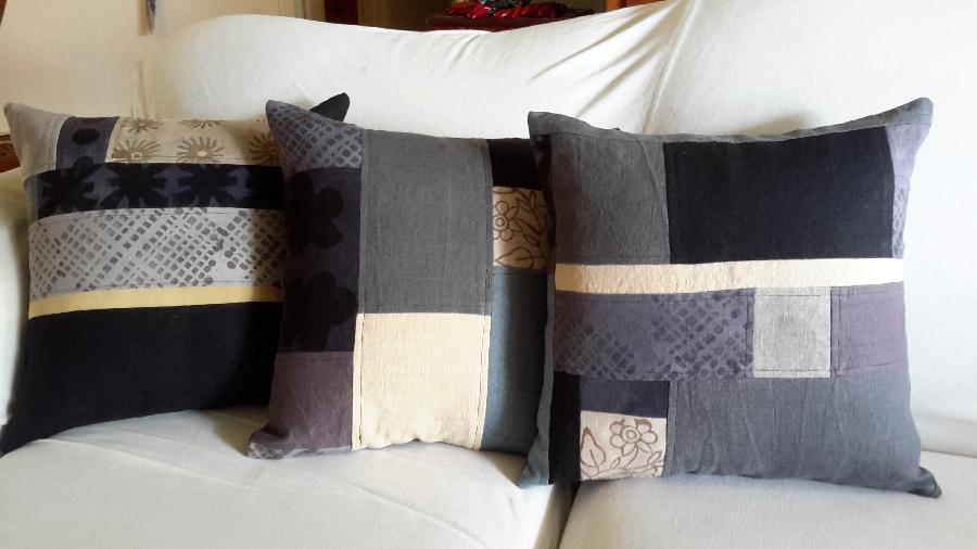 Lynda, These pillows were made with my precious linen scraps, both commercially dyed and hand dyed with nat...
