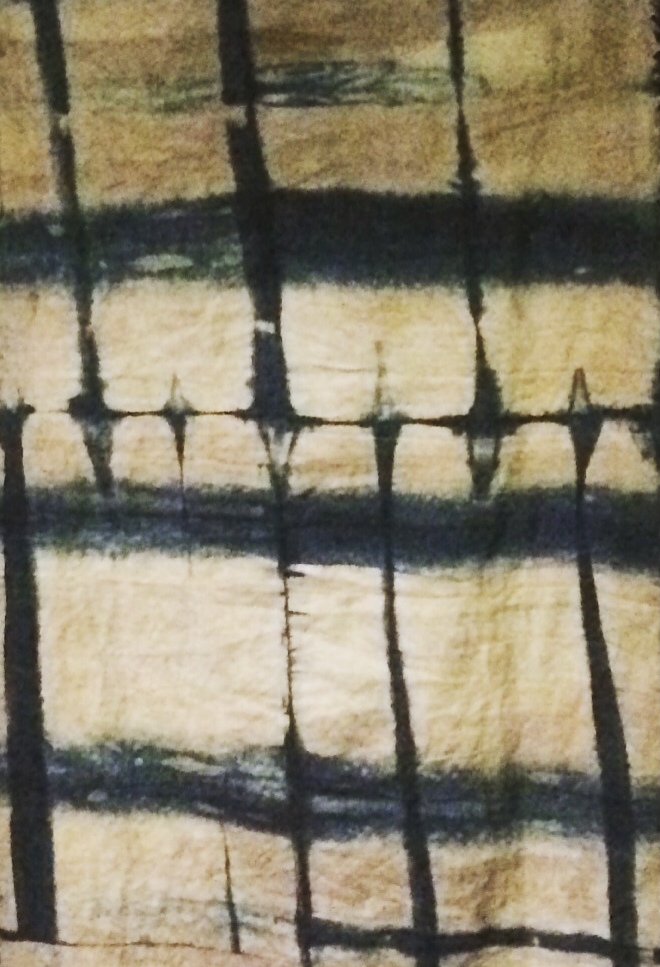 Karen, close up of heavy weight linen with indigo dye