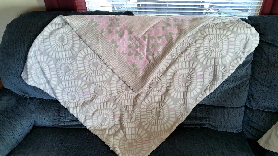 Arlene, this baby blanket was made for our little miracle granddaughter, after daughter having many miscarri...