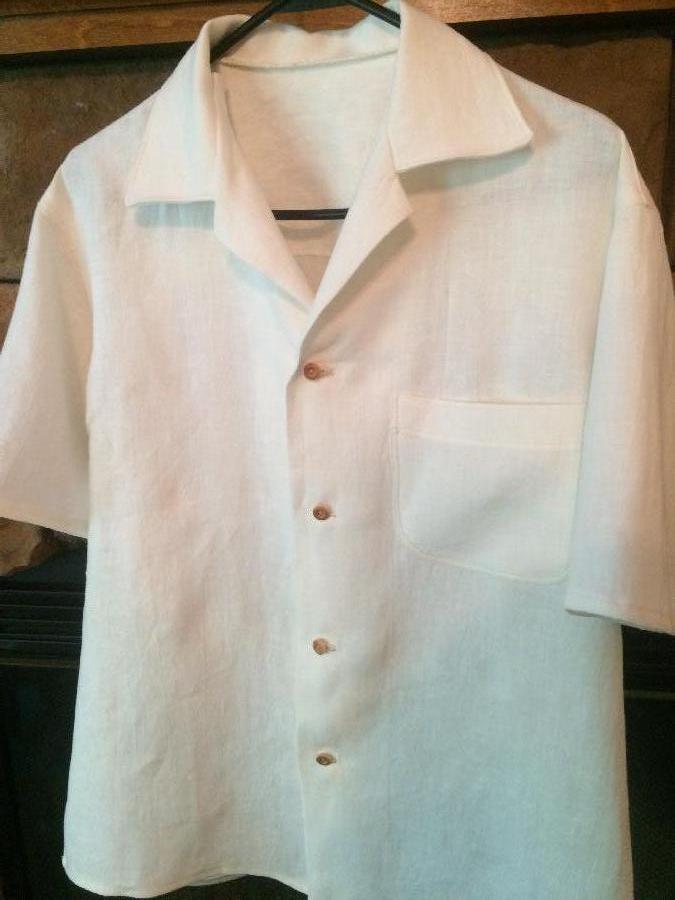 Debbie, Bleached Linen shirt made using a vintage pattern. I loved working with this fabric. I making pant t...