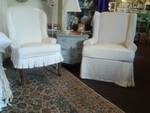 Jan, His and Hers wing chairs slipcovered in bleached 019 linen done for a clients bedroom