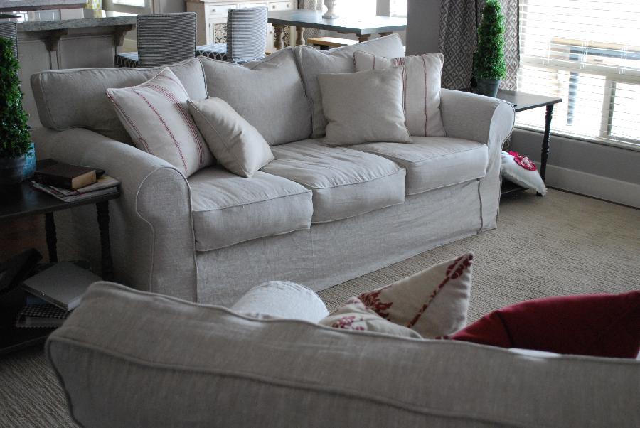 Katie, I slipcovered my family room couch and two chairs out of the 4C22 Mixed Natural Softened linen.  I w...