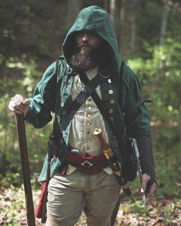 Kolton, Revolutionary War Queens Ranger style costume with some elements of Assassins Creed.