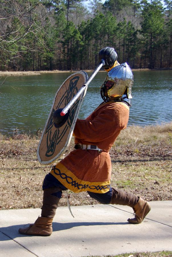 April, Fighting Tunic for SCA combat.  Embellished with hand applied bias in a celtic knotwork pattern.  10...