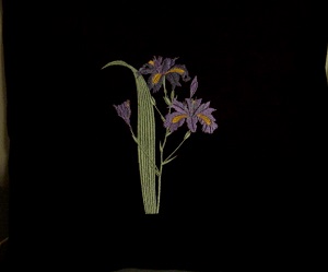 Diana, machine embroidery digitized based on the art of  Pierre-Joseph Redoute sewn on coffee bean brown li...