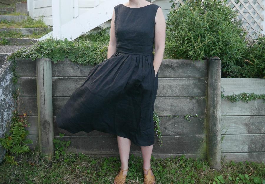 Melissa, I made this dress from black linen (IL019 black softened) and have enjoyed wearing it often over the...