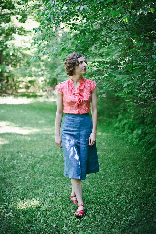 Brigid , Culottes made from ILO19 in Blue Bonnet, from my self drafted Linden Lady Palazzo pants pattern.
