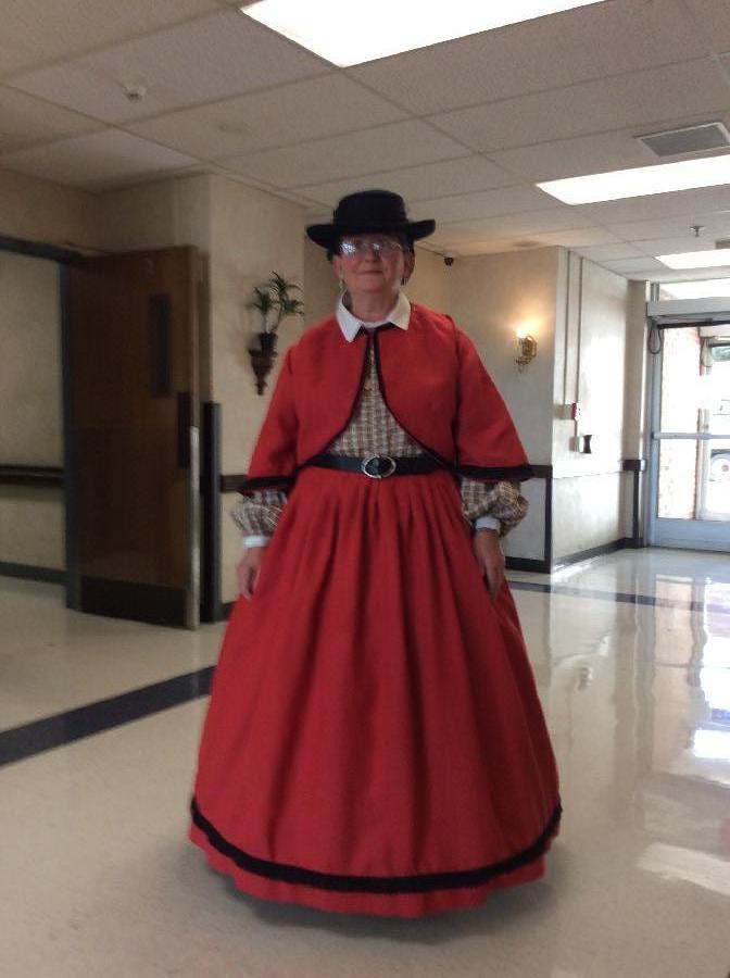 Sarah, I used 5.3 oz Linen. I didnt use a pattern for the skirt. The Zouave Jacket is from one of the hist...