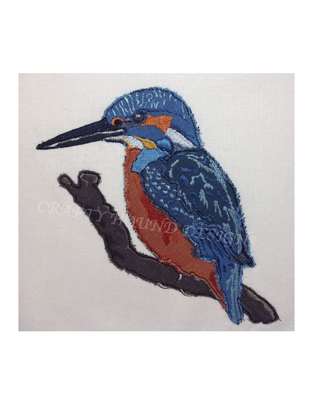 Helen, KINGFISHER - designed and stitched by myself using doggie bag pieces