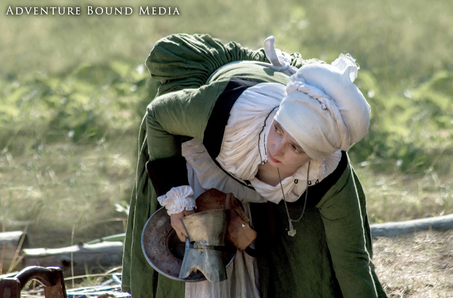 Sara, 16th c. German Gown, Hemd, Wulsthaube, and Apron. So Much Smocking! 
Gown is Vinyard Green and Blac...