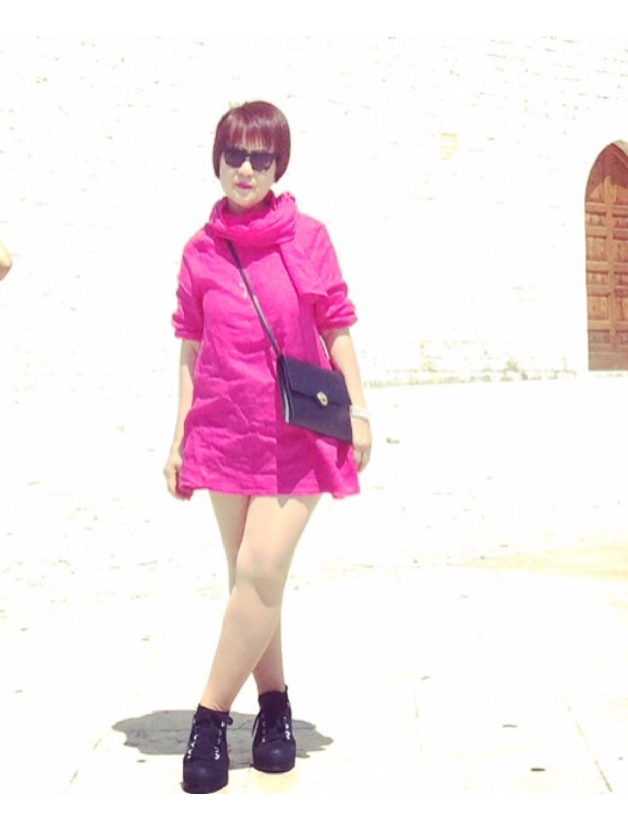 Skenny, Made this light weight pink linen (IL020) mini dress with separate scarf (same fabric)...
Wore it w...