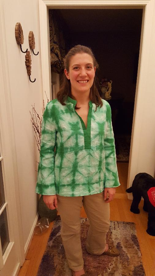 Alexis, This is a shibori dyed linen tunic I made from your il019 medium bleached linen.  It is amazingly co...