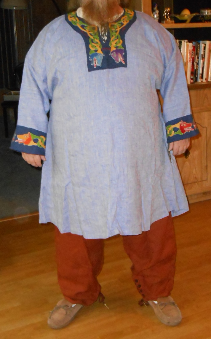 M.c., This is a  basic tunic outfit.He requested an overtunic and under tunic. He also requested pants. IL...