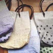 All my linen bags are hand painted with mineral pigments and hand Sewn. 