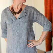 Liesl and Co. Weekend Getaway Tunic/Dress Pattern in Yarn Dye Linen in handkerchief weight IL022...