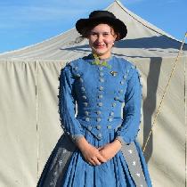 This is an historically accurate 1860s dress I have hand-made. It is entirely 100% linen, even d...