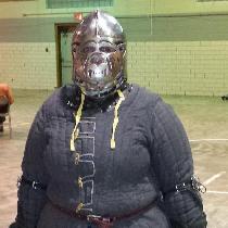 Amberly, Front view of my gambeson while armored....