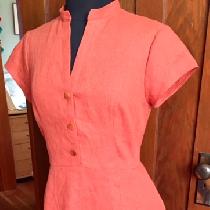 Mary, summer dress in Mecca Orange middle weig...