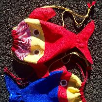 Maria, Children's fish backpacks from linen.Mul...