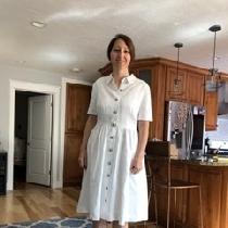 White linen shirt dress.