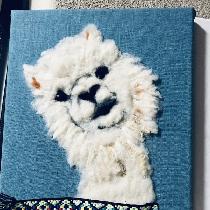 Rosann, Wool needle  felted alpaca on  torqouise...