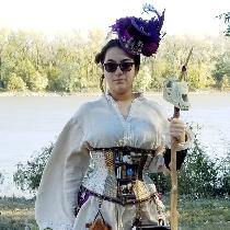 Costume Entry: Diagon Alley Apothacarian ensemble for my daughter. The white linen  fabric for t...