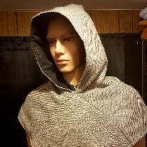 Ryan , Floor loom woven viking hood, made from...